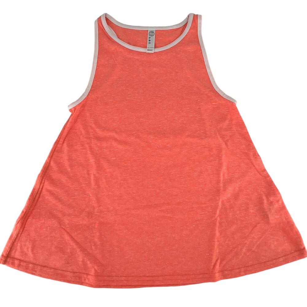 LAT Girls Racerback Tank Top Youth Large Papaya Orange Peach White Trim